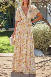 Feels Right Floral Print Backless Maxi Dress